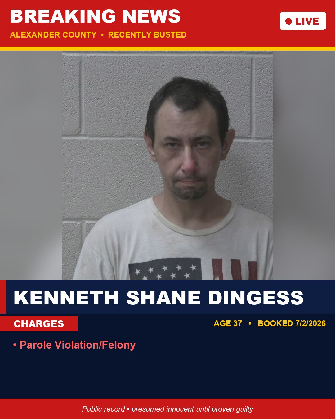 KENNETH SHANE DINGESS booking photo