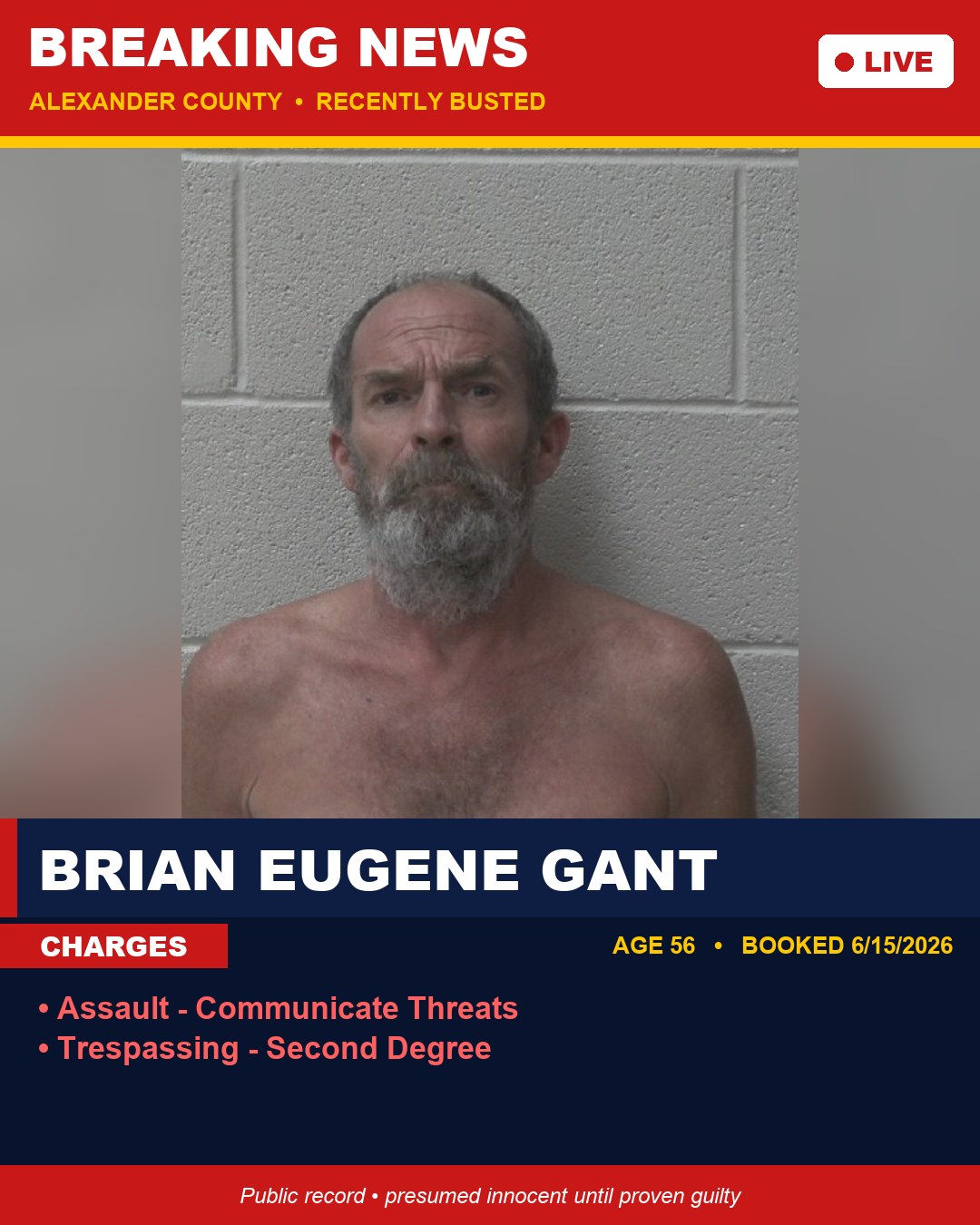 BRIAN EUGENE GANT booking photo