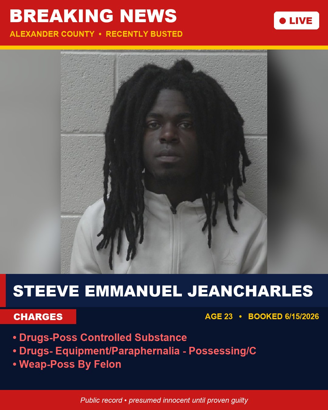 STEEVE EMMANUEL JEANCHARLES booking photo