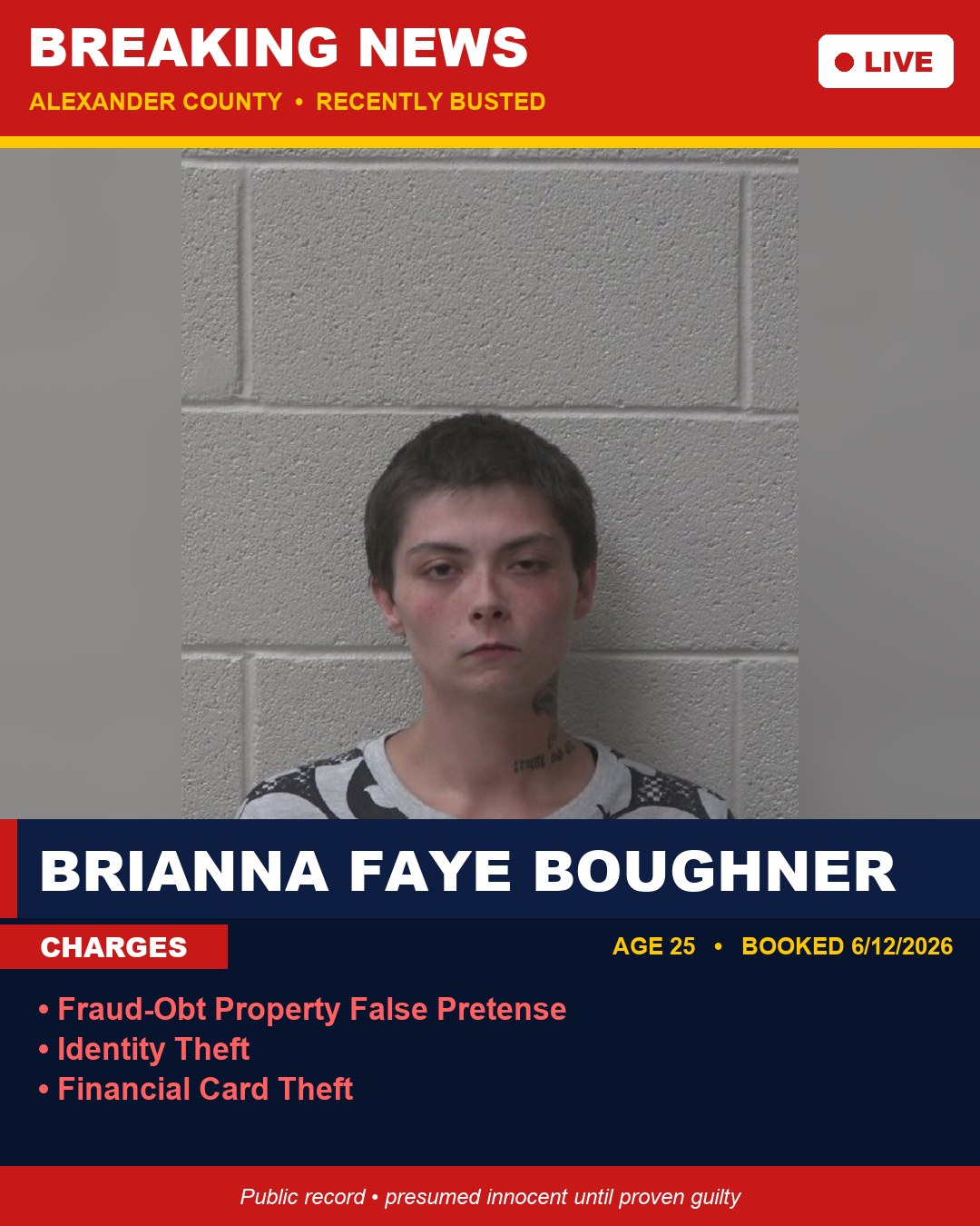 BRIANNA FAYE BOUGHNER booking photo