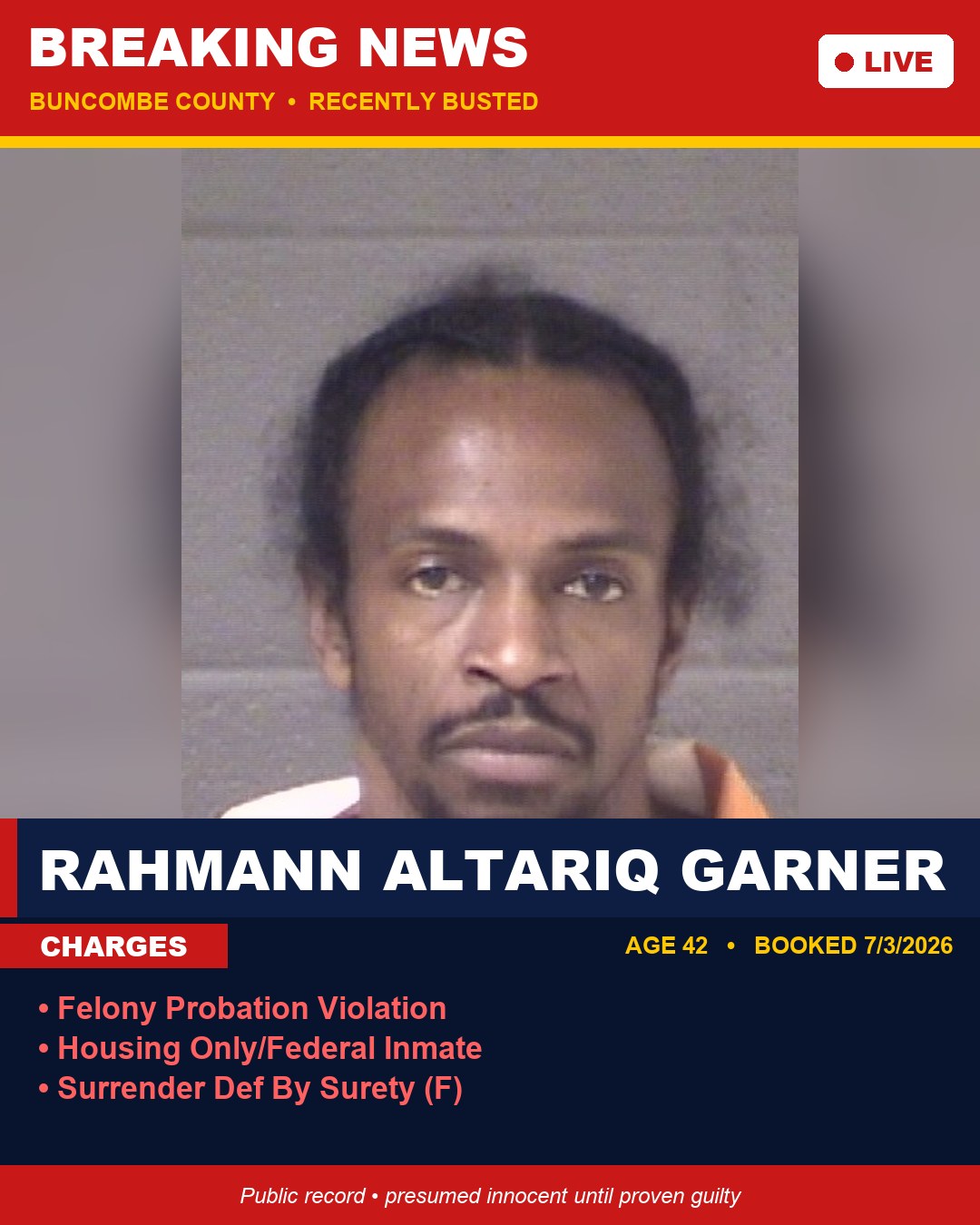 RAHMANN ALTARIQ GARNER booking photo