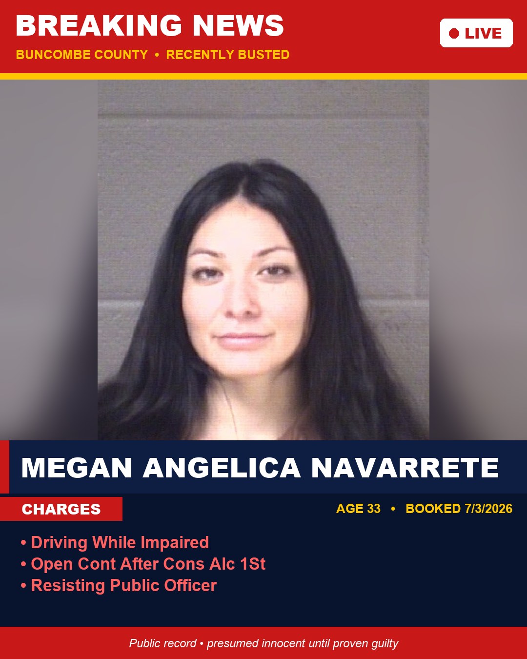 MEGAN ANGELICA NAVARRETE booking photo