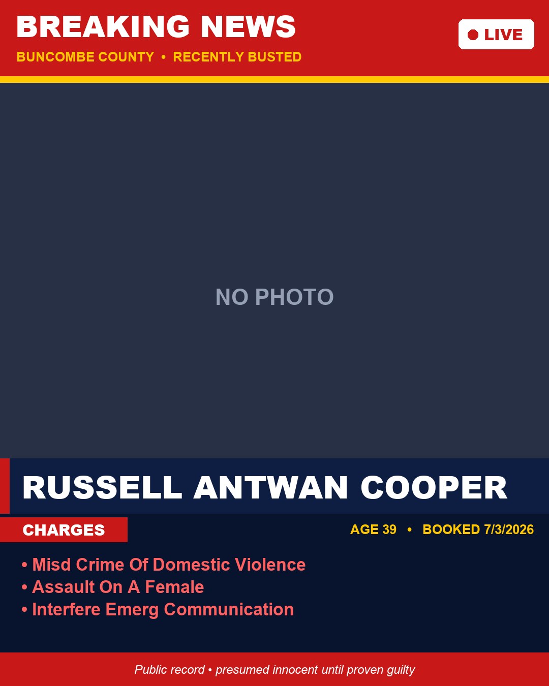 RUSSELL ANTWAN COOPER booking photo