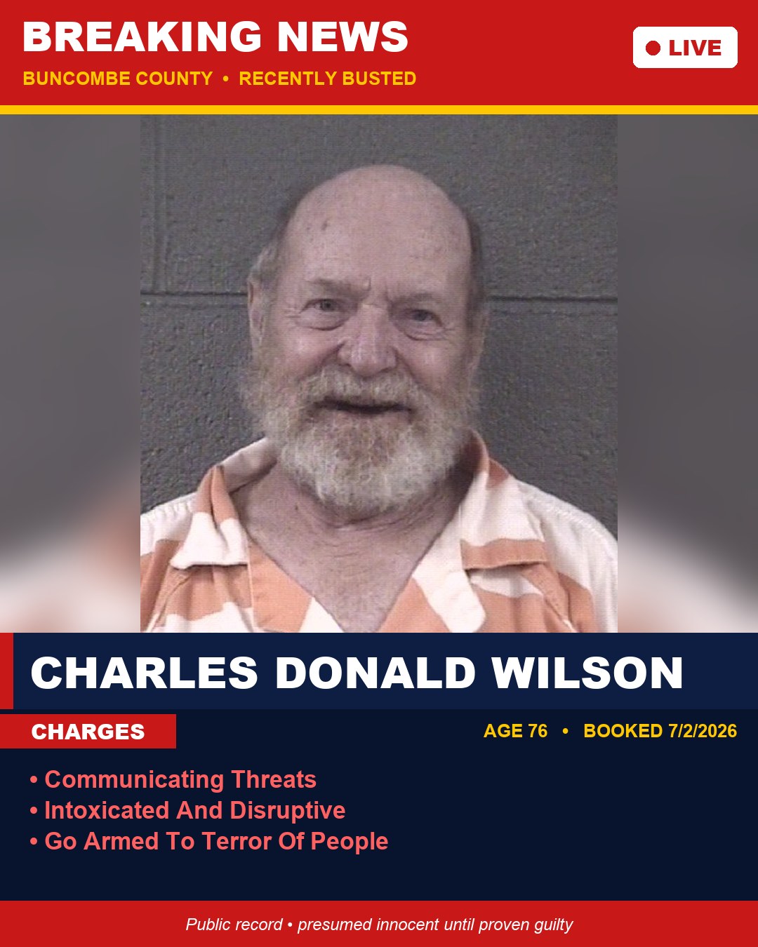 CHARLES DONALD WILSON booking photo