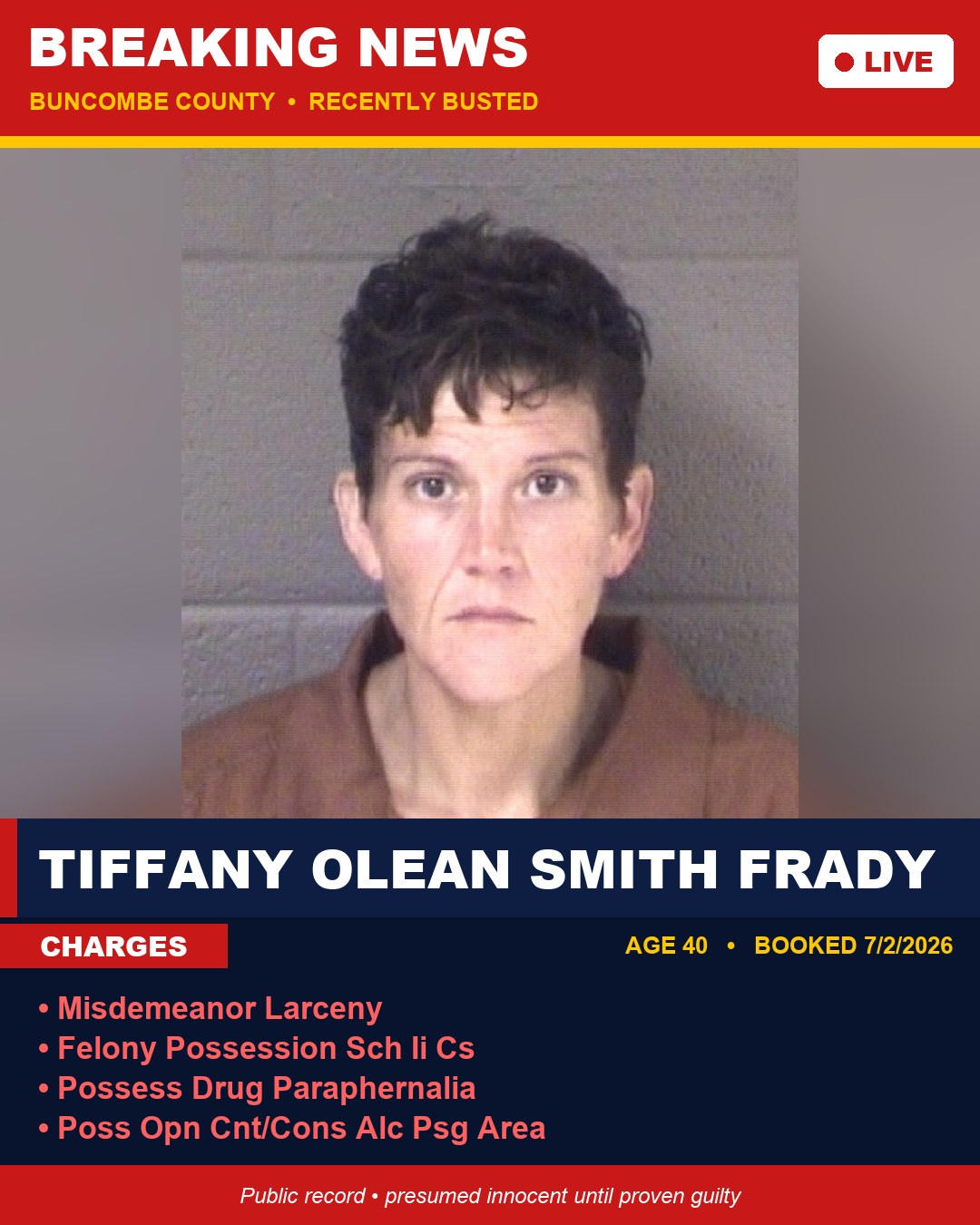 TIFFANY OLEAN SMITH FRADY booking photo