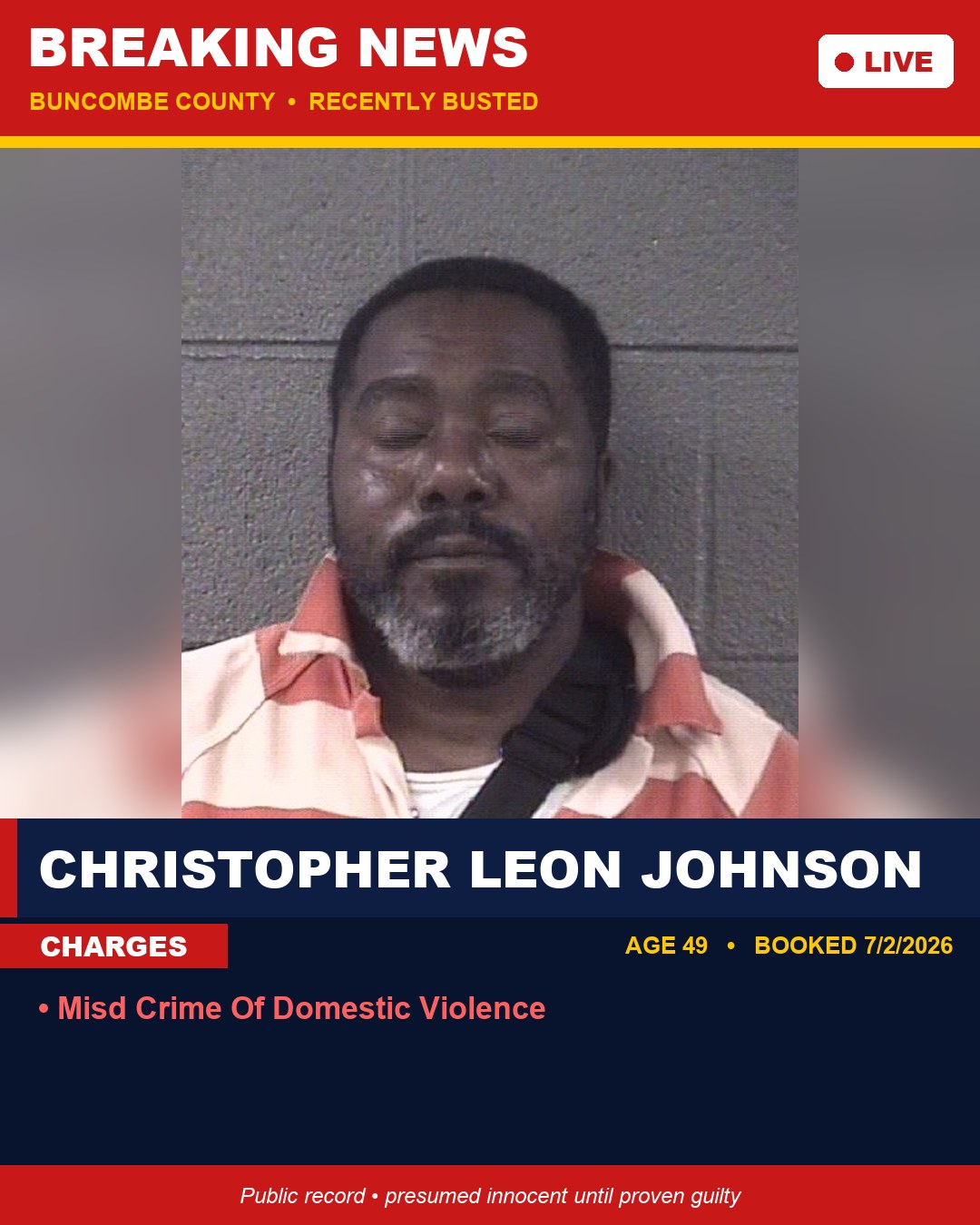 CHRISTOPHER LEON JOHNSON booking photo