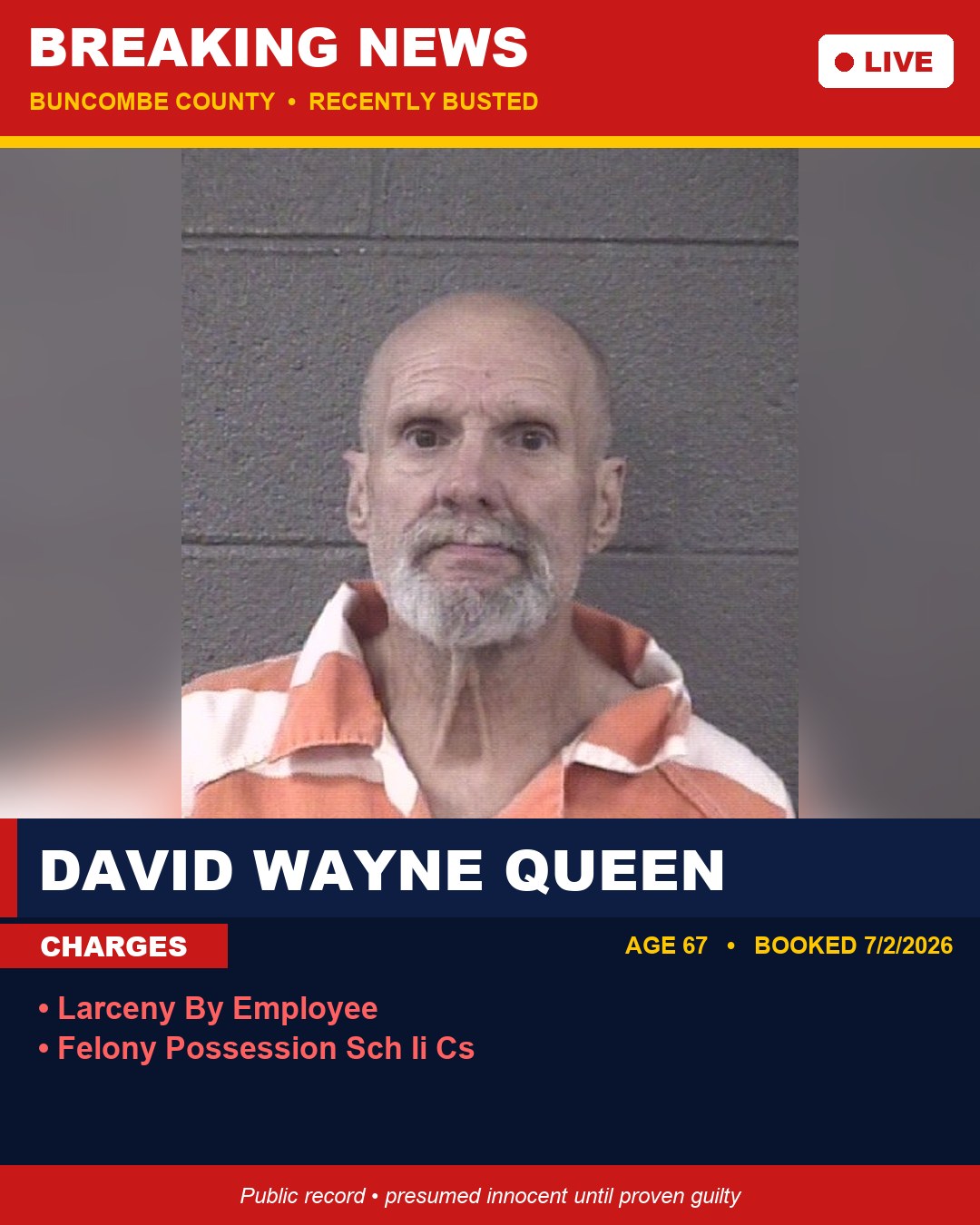 DAVID WAYNE QUEEN booking photo