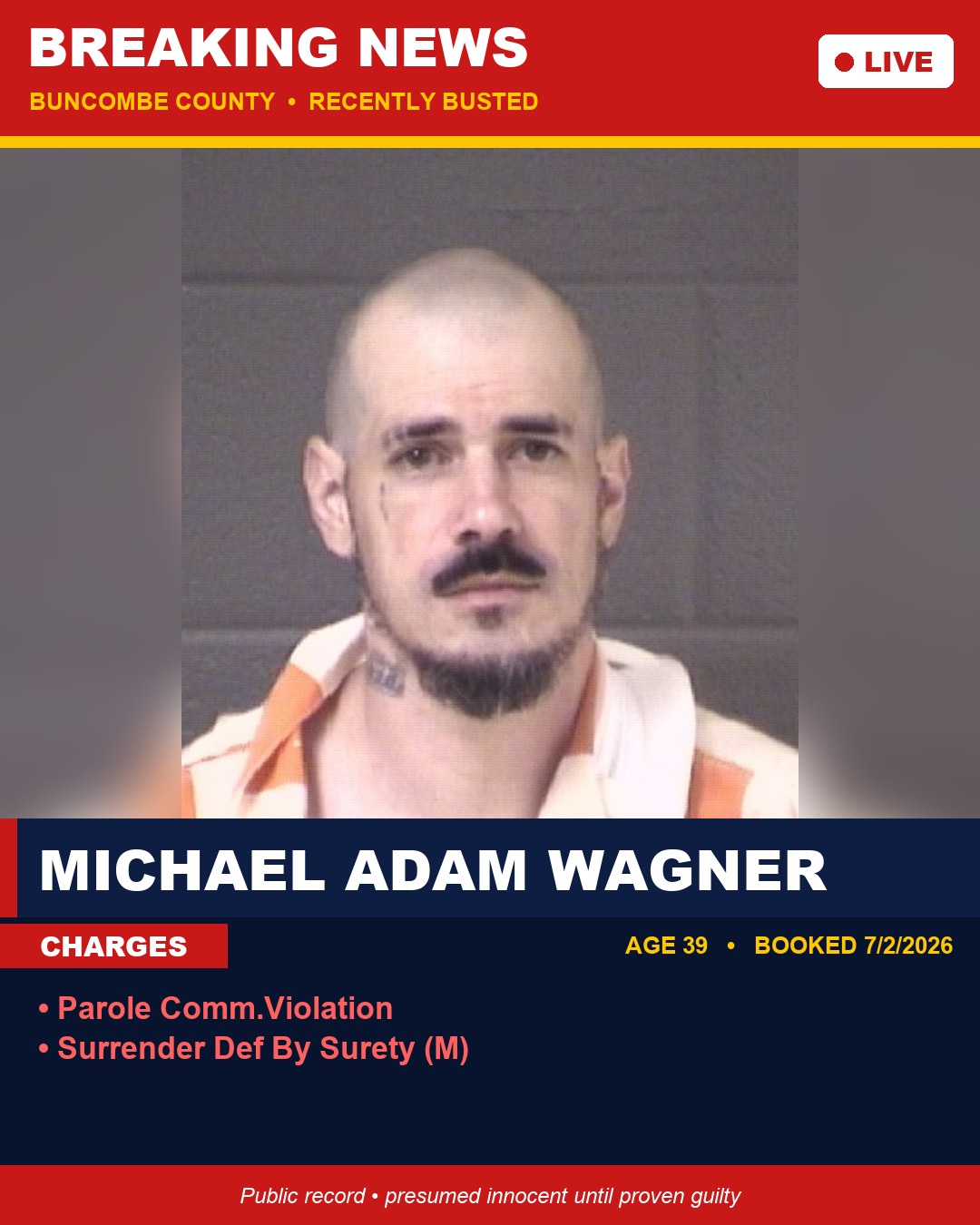 MICHAEL ADAM WAGNER booking photo