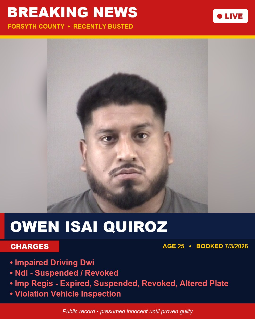 OWEN ISAI QUIROZ booking photo