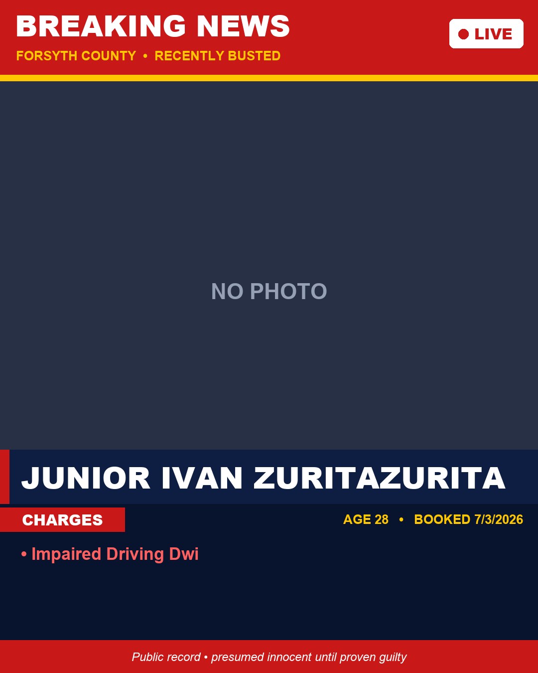 JUNIOR IVAN ZURITAZURITA booking photo