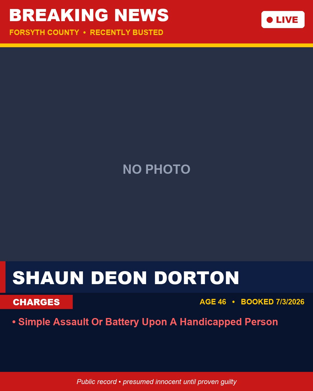 SHAUN DEON DORTON booking photo