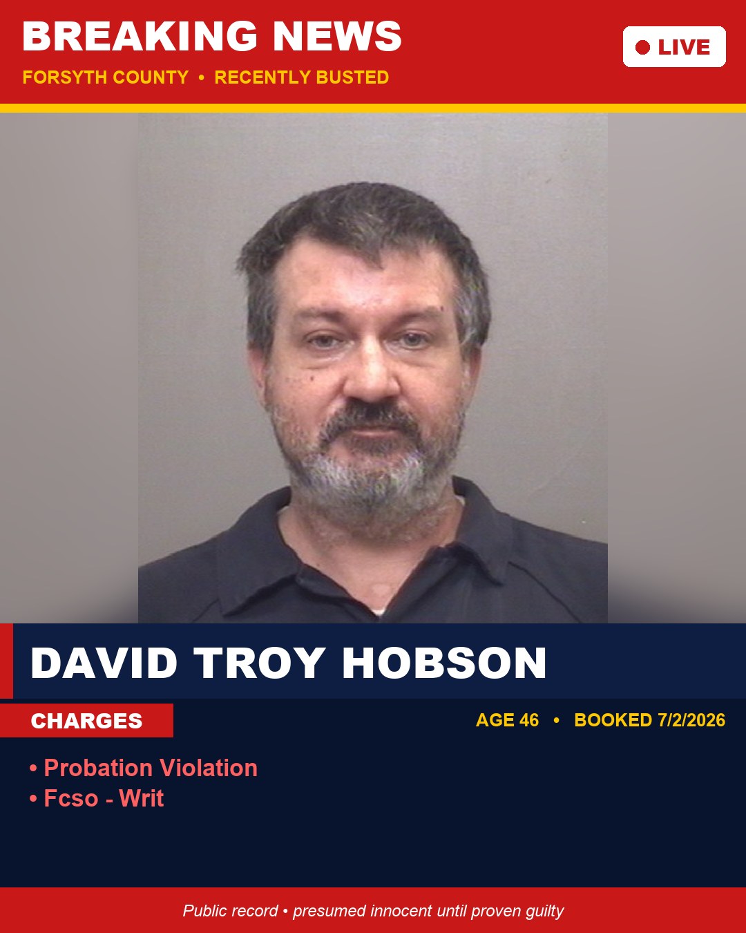 DAVID TROY HOBSON booking photo
