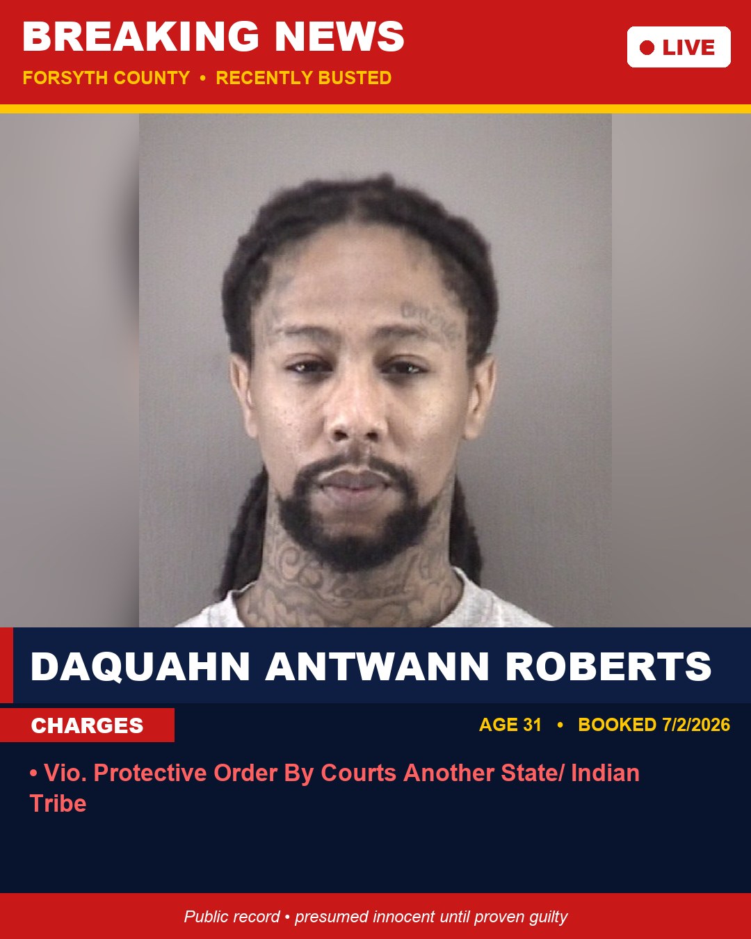 DAQUAHN ANTWANN ROBERTS booking photo