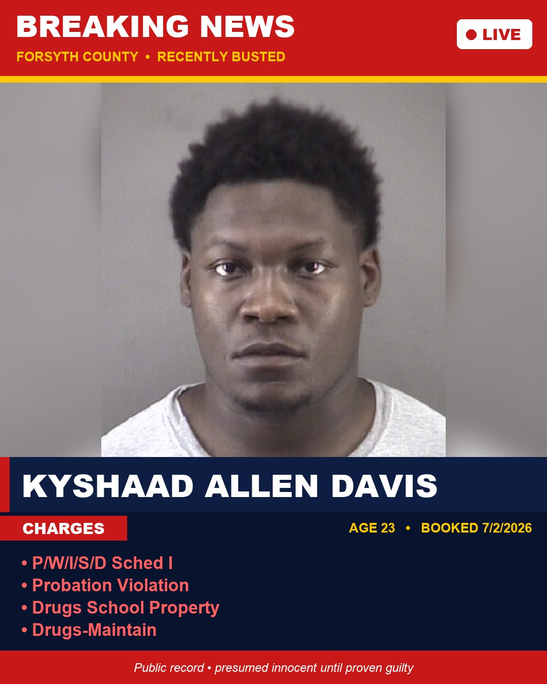 KYSHAAD ALLEN DAVIS booking photo