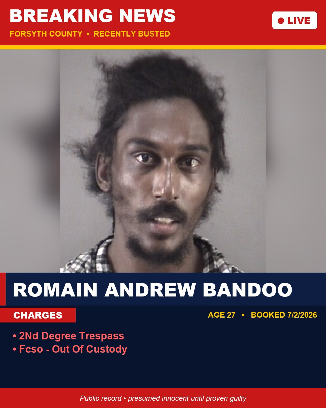 ROMAIN ANDREW BANDOO booking photo