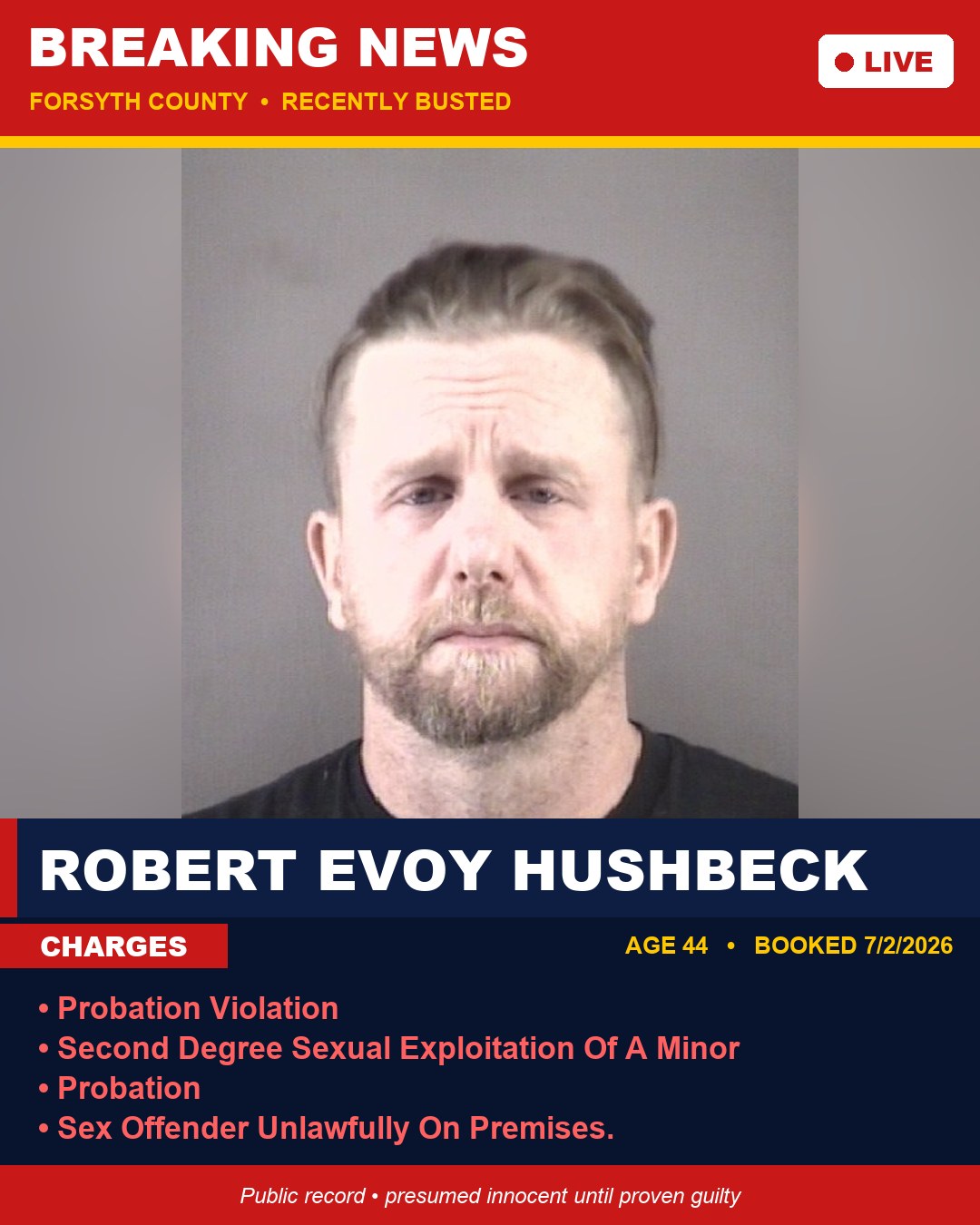 ROBERT EVOY HUSHBECK booking photo