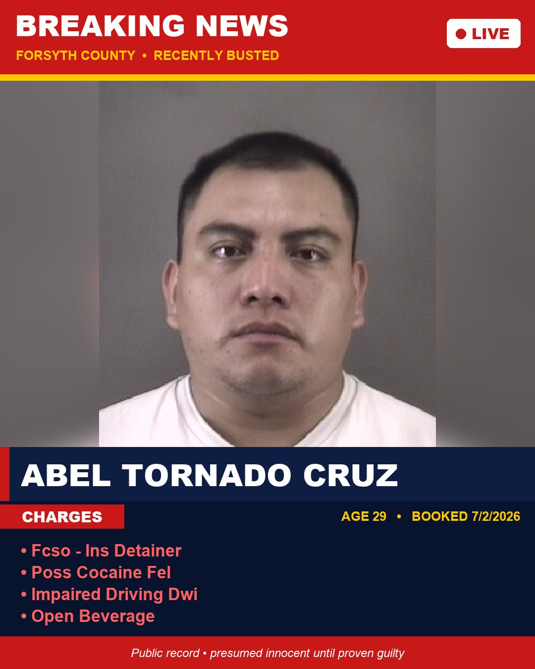 ABEL TORNADO CRUZ booking photo