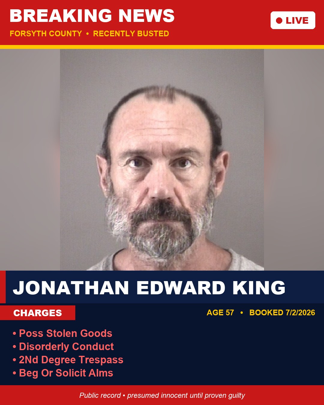 JONATHAN EDWARD KING booking photo
