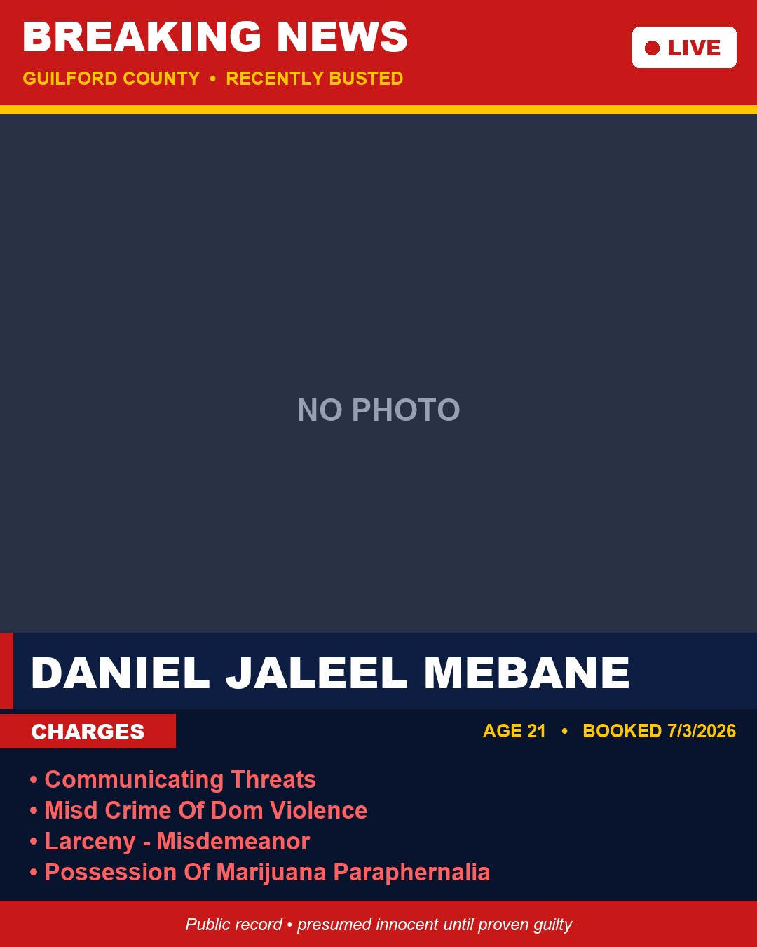 DANIEL JALEEL MEBANE booking photo