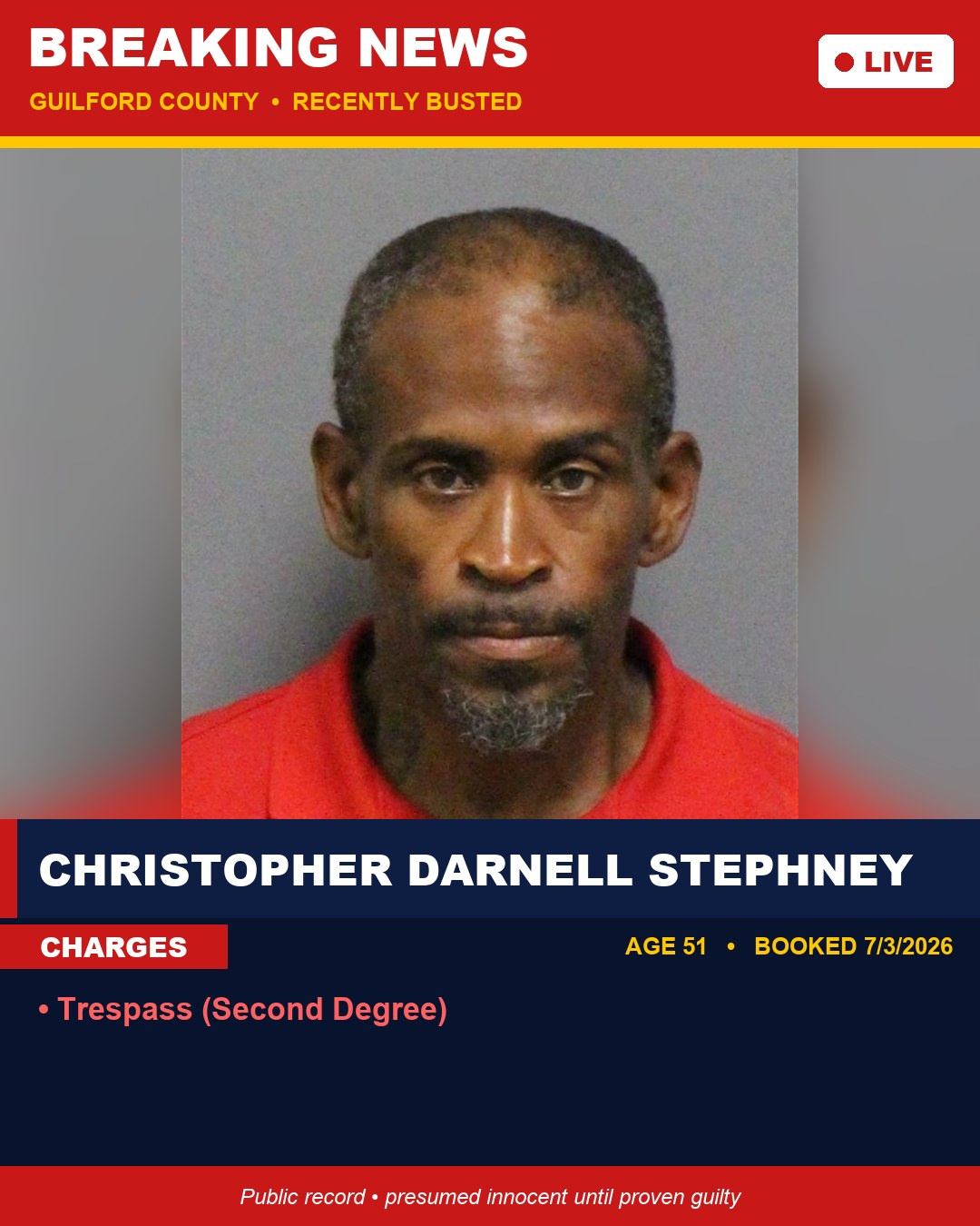 CHRISTOPHER DARNELL STEPHNEY booking photo