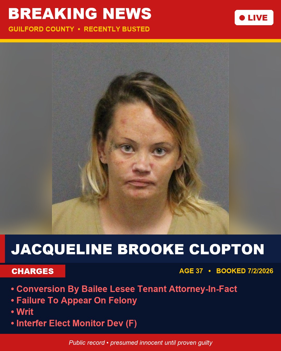 JACQUELINE BROOKE CLOPTON booking photo