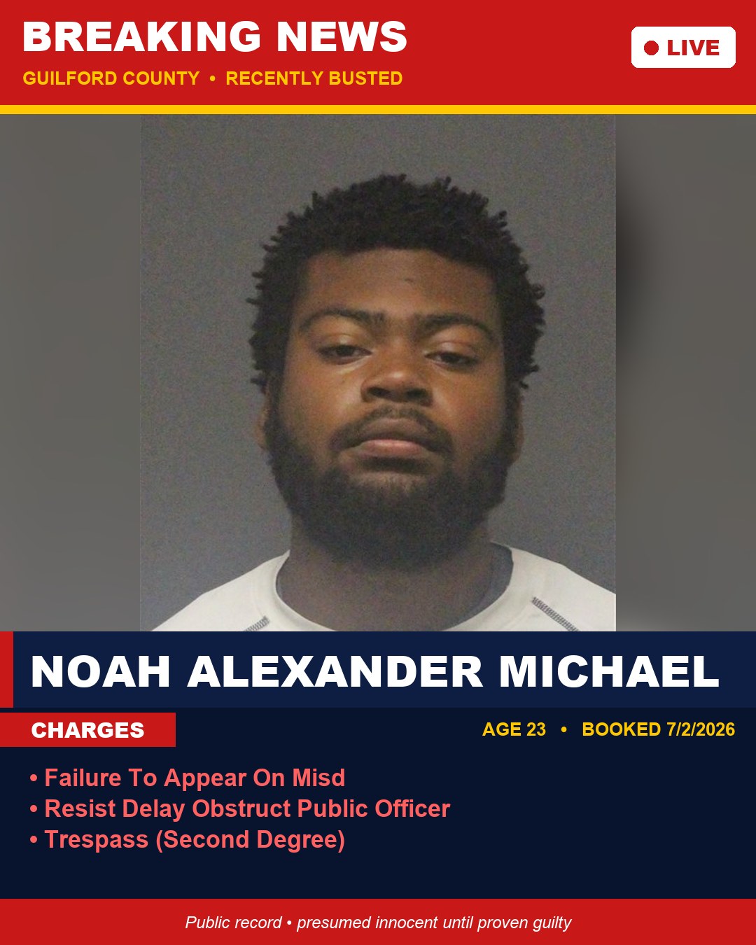 NOAH ALEXANDER MICHAEL booking photo