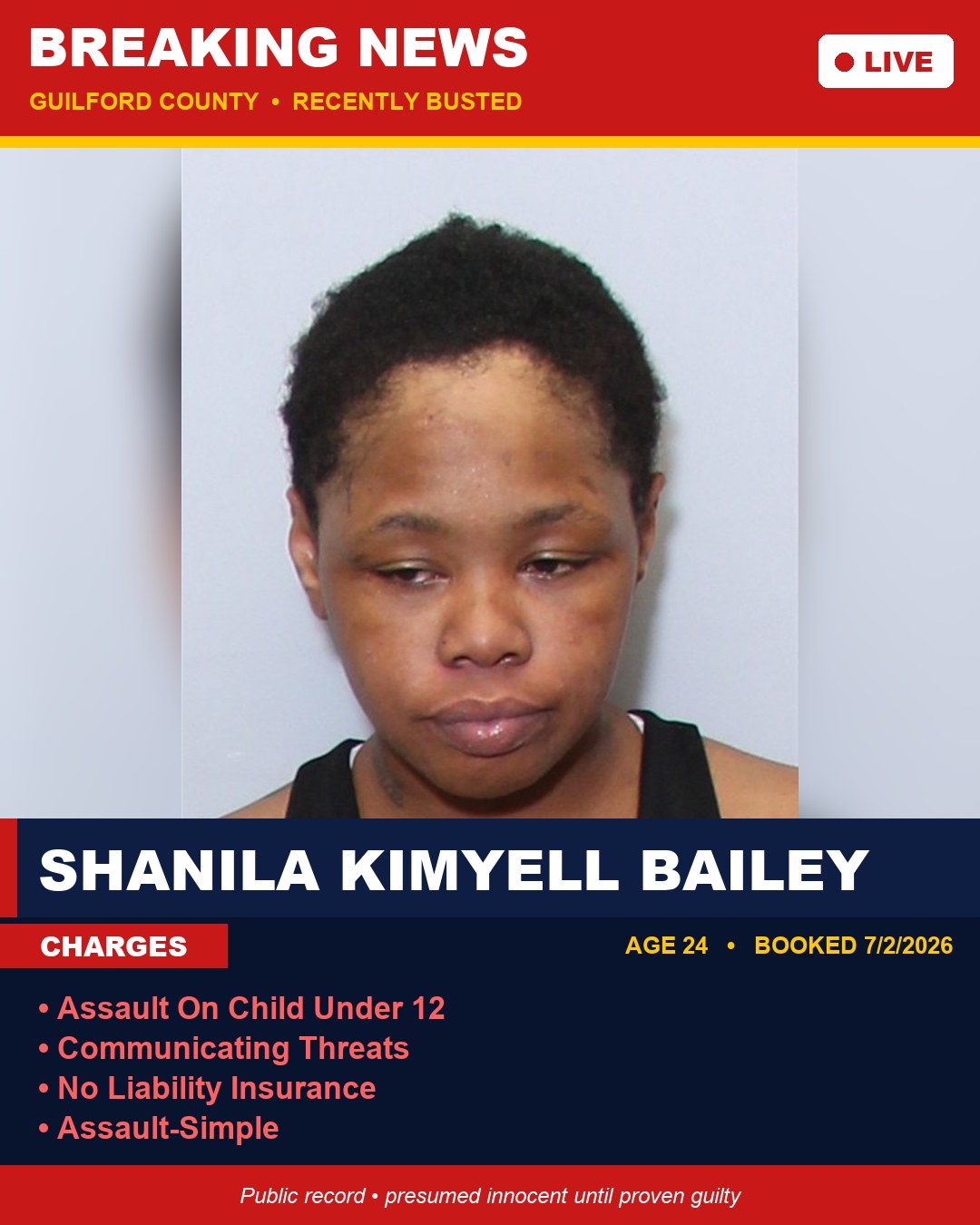 SHANILA KIMYELL BAILEY booking photo