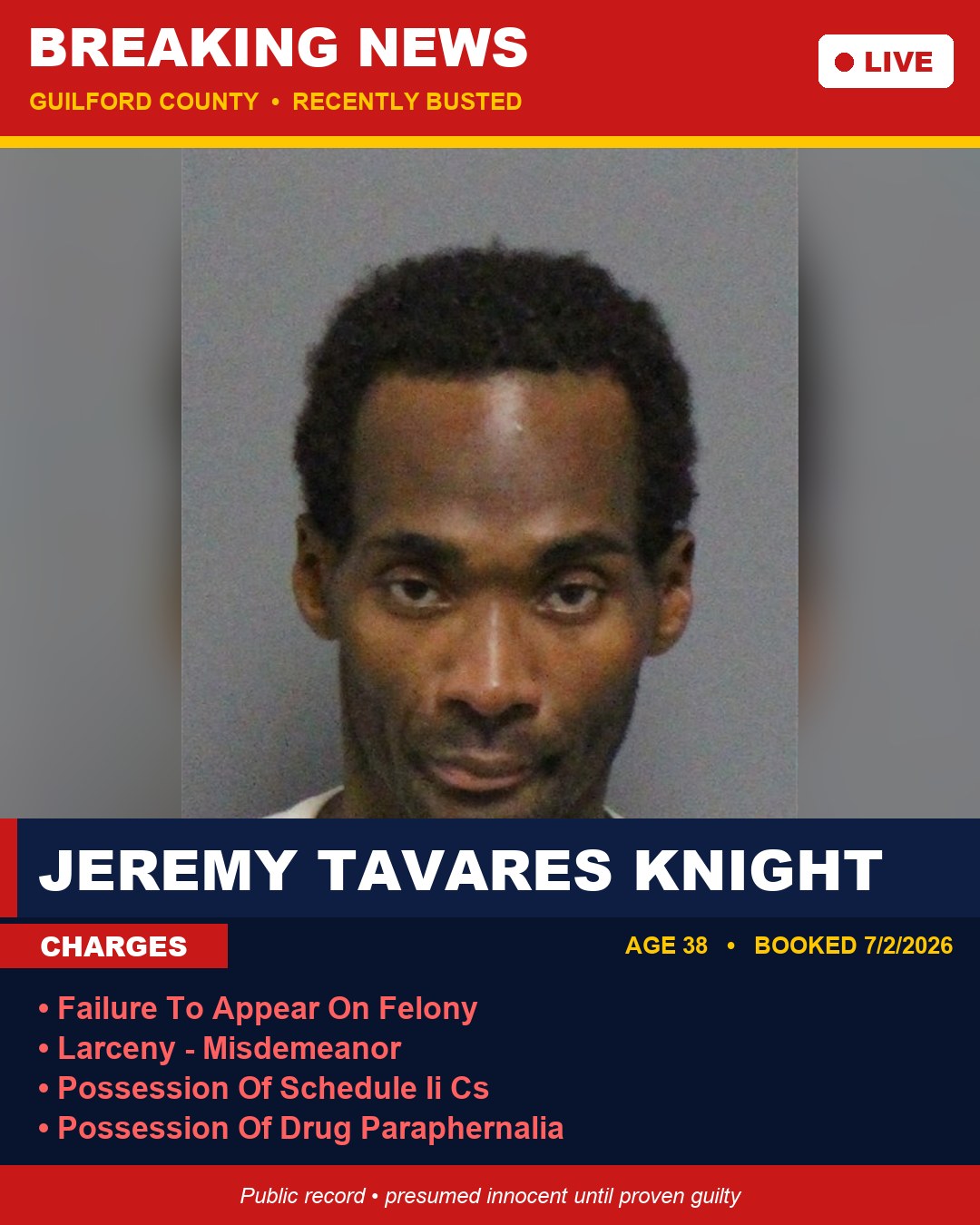JEREMY TAVARES KNIGHT booking photo