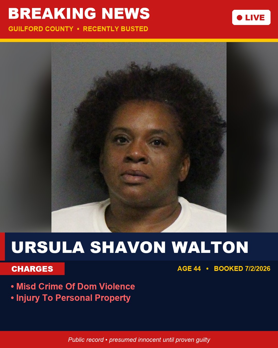 URSULA SHAVON WALTON booking photo
