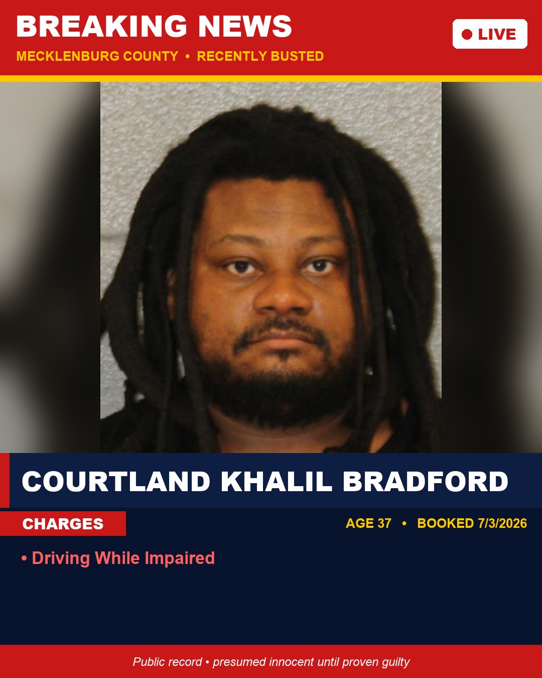 COURTLAND KHALIL BRADFORD booking photo