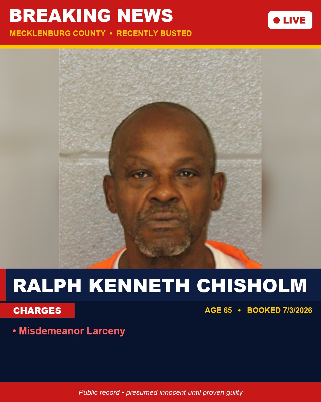 RALPH KENNETH CHISHOLM booking photo
