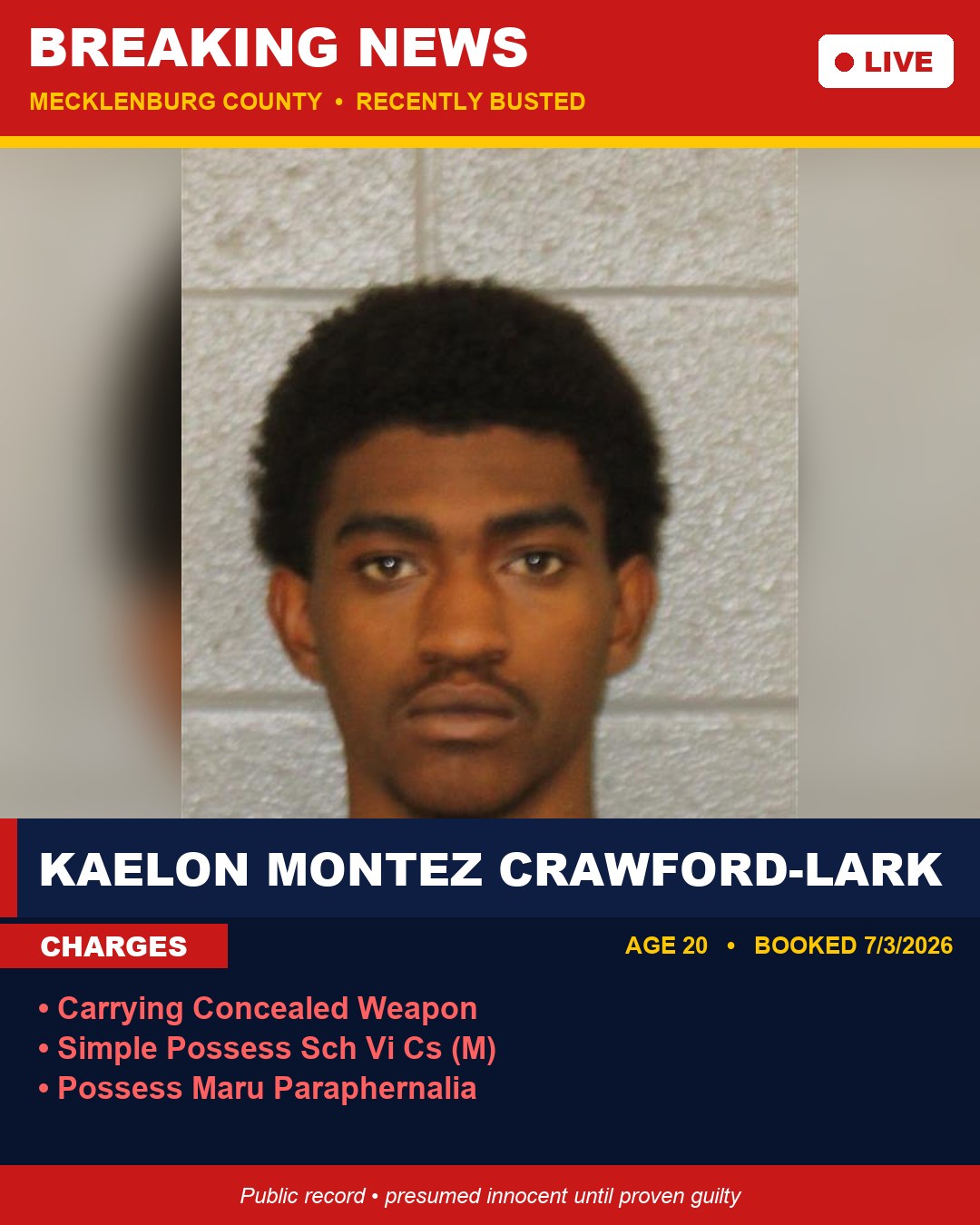 KAELON MONTEZ CRAWFORD-LARK booking photo