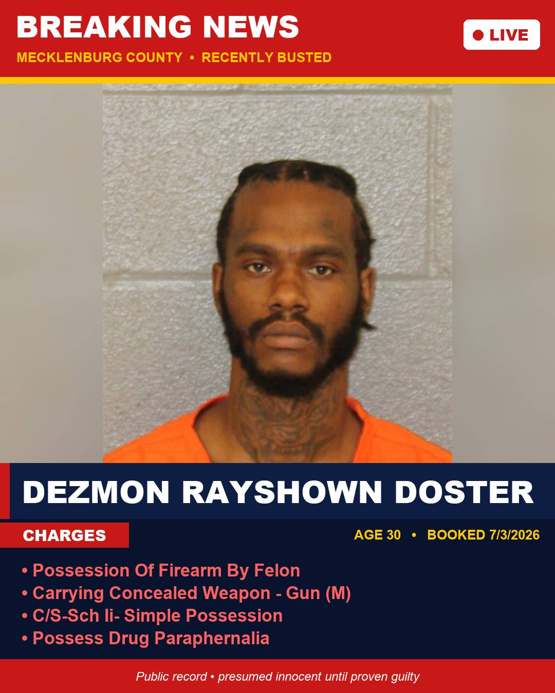DEZMON RAYSHOWN DOSTER booking photo