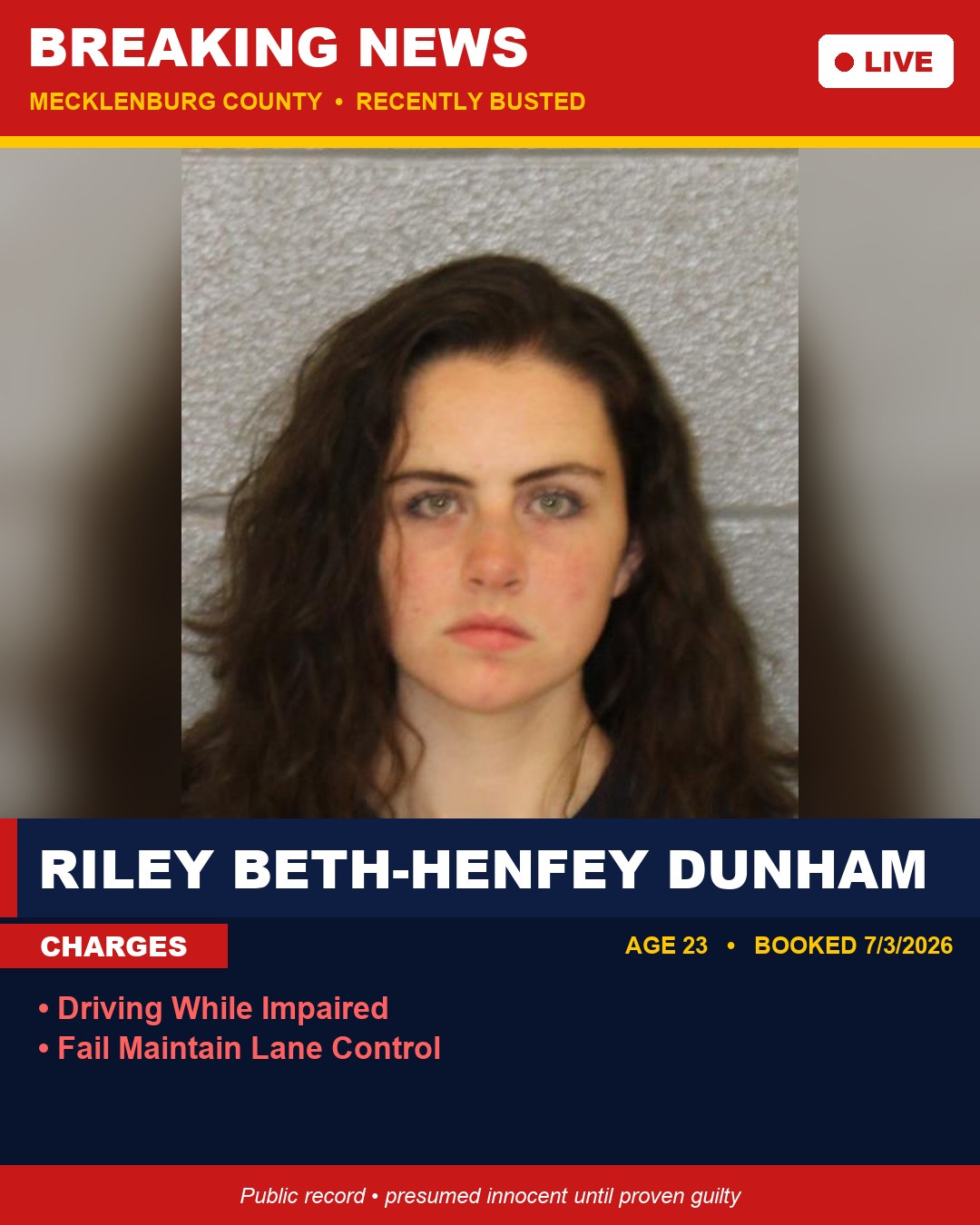 RILEY BETH-HENFEY DUNHAM booking photo