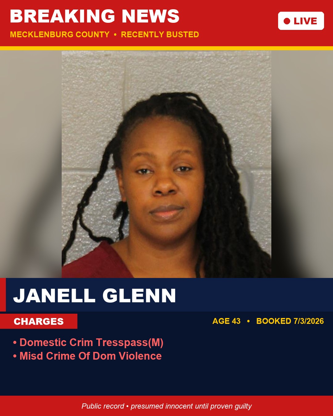 JANELL GLENN booking photo