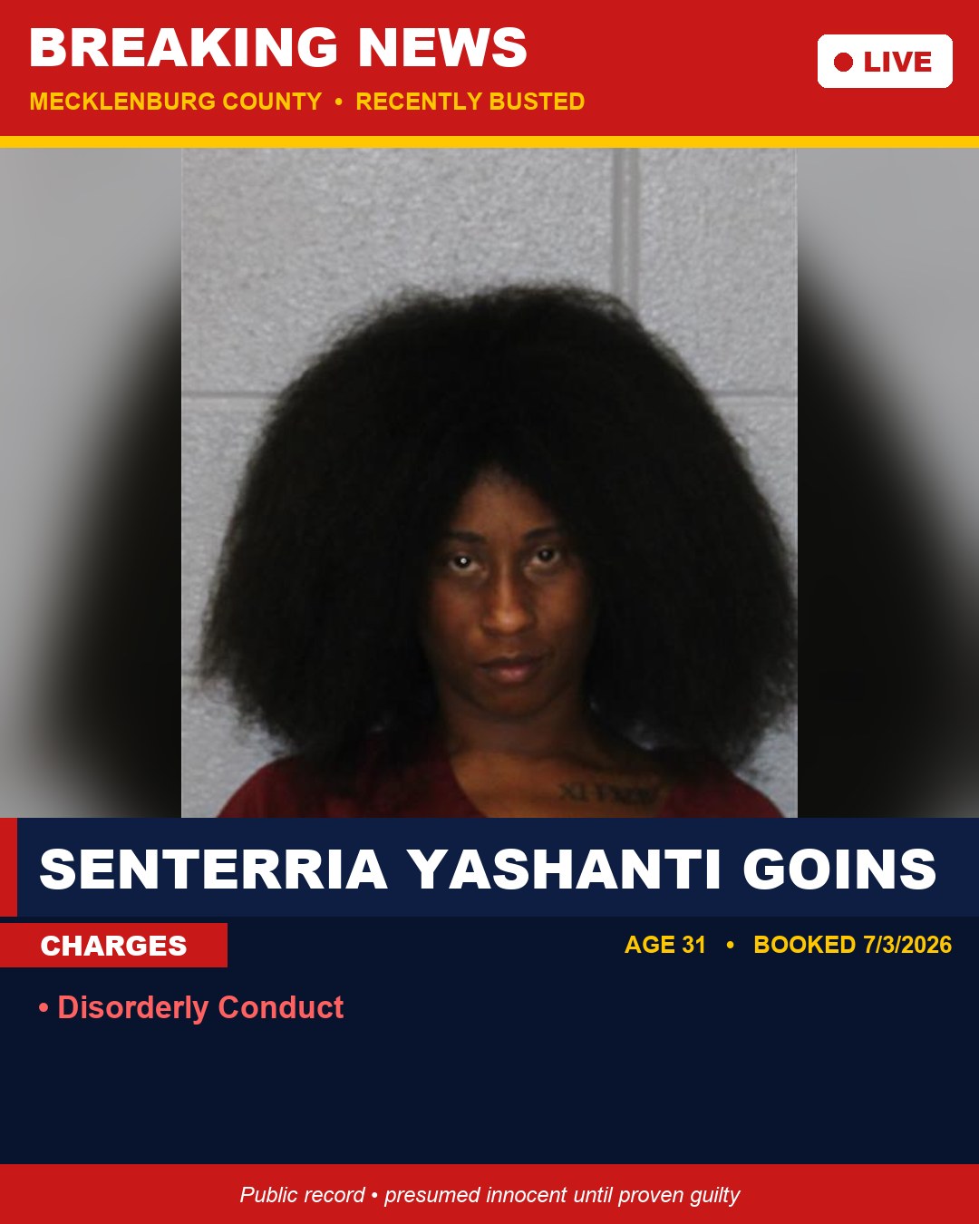 SENTERRIA YASHANTI GOINS booking photo