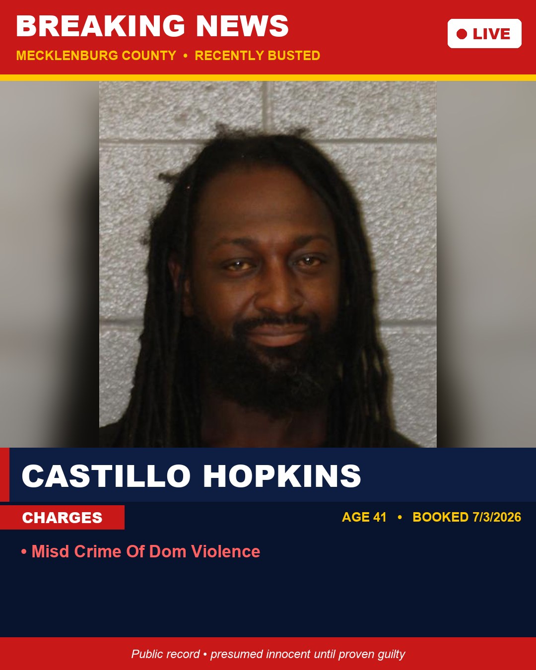 CASTILLO HOPKINS booking photo