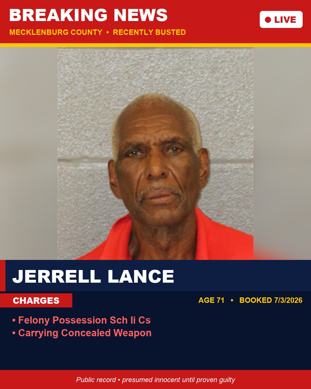 JERRELL LANCE booking photo