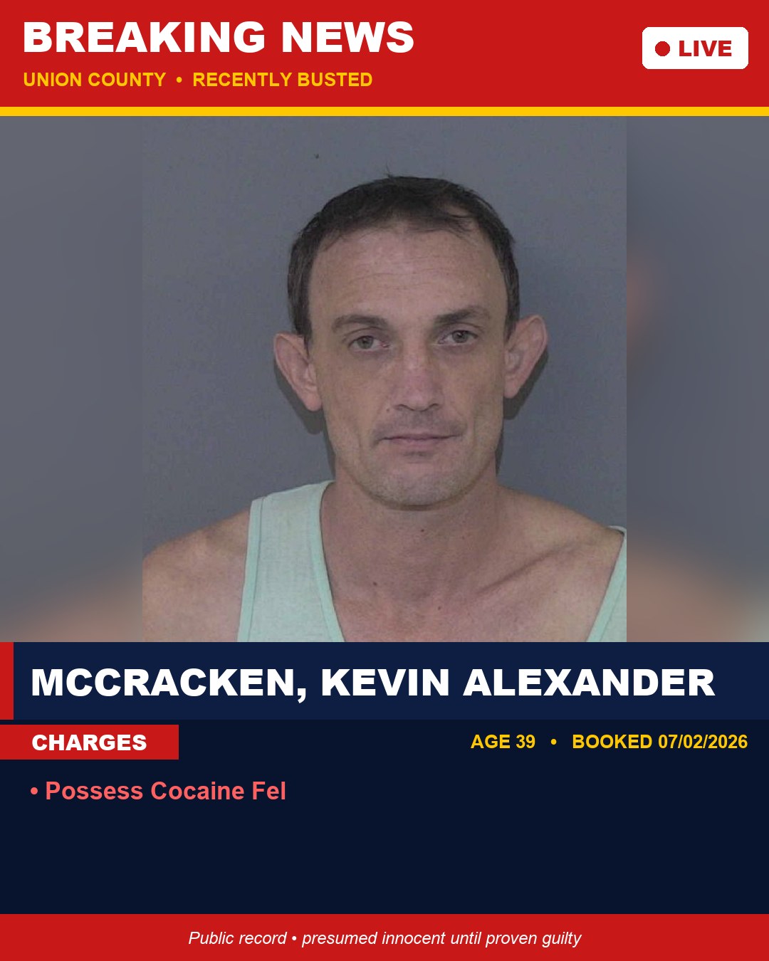 MCCRACKEN, KEVIN ALEXANDER booking photo