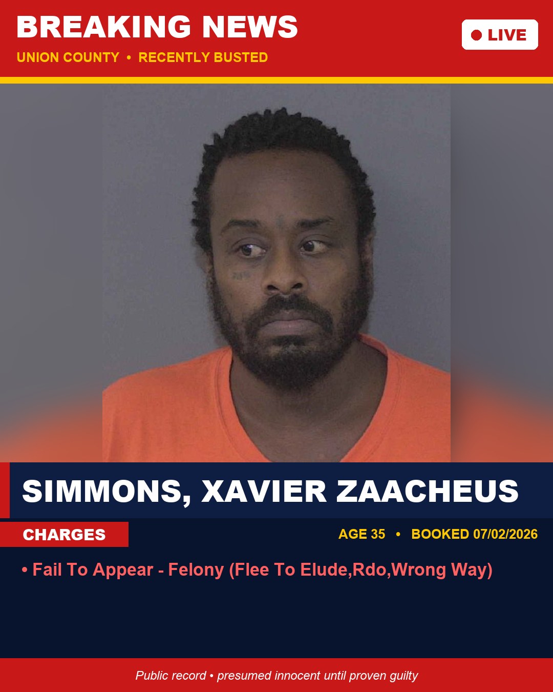 SIMMONS, XAVIER ZAACHEUS booking photo
