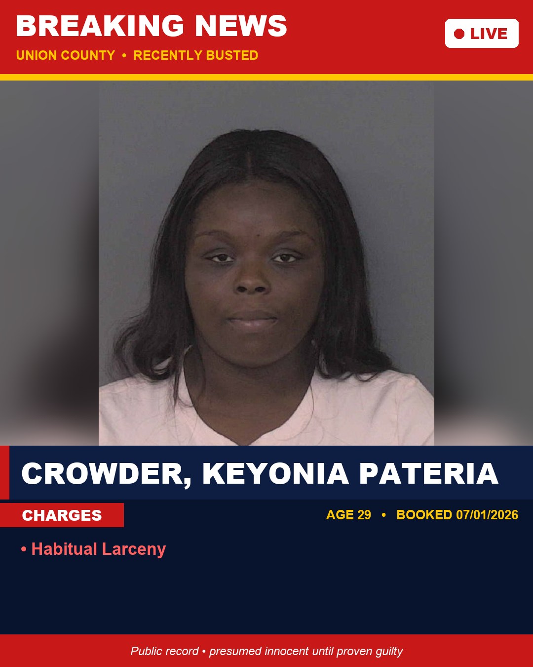 CROWDER, KEYONIA PATERIA booking photo